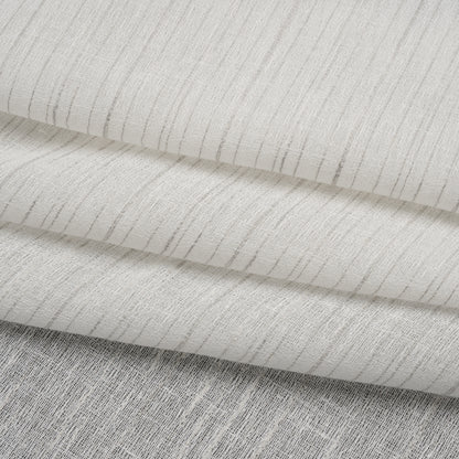 Creped Gauzy Double Wide Drapery Sheers Fabric - Pebble Slubbed Stripes - British Imported