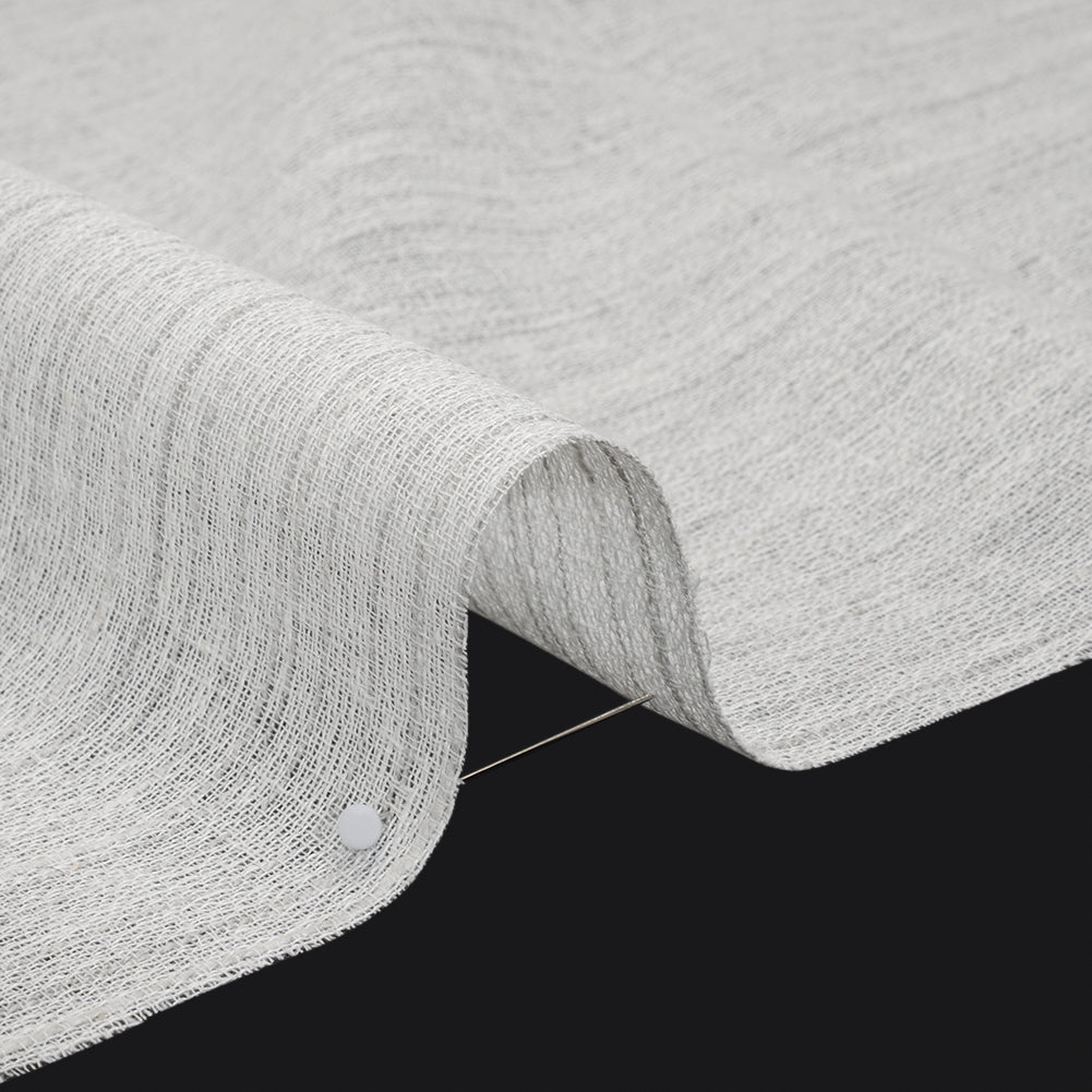Creped Gauzy Double Wide Drapery Sheers Fabric - Pebble Slubbed Stripes - British Imported - Detail