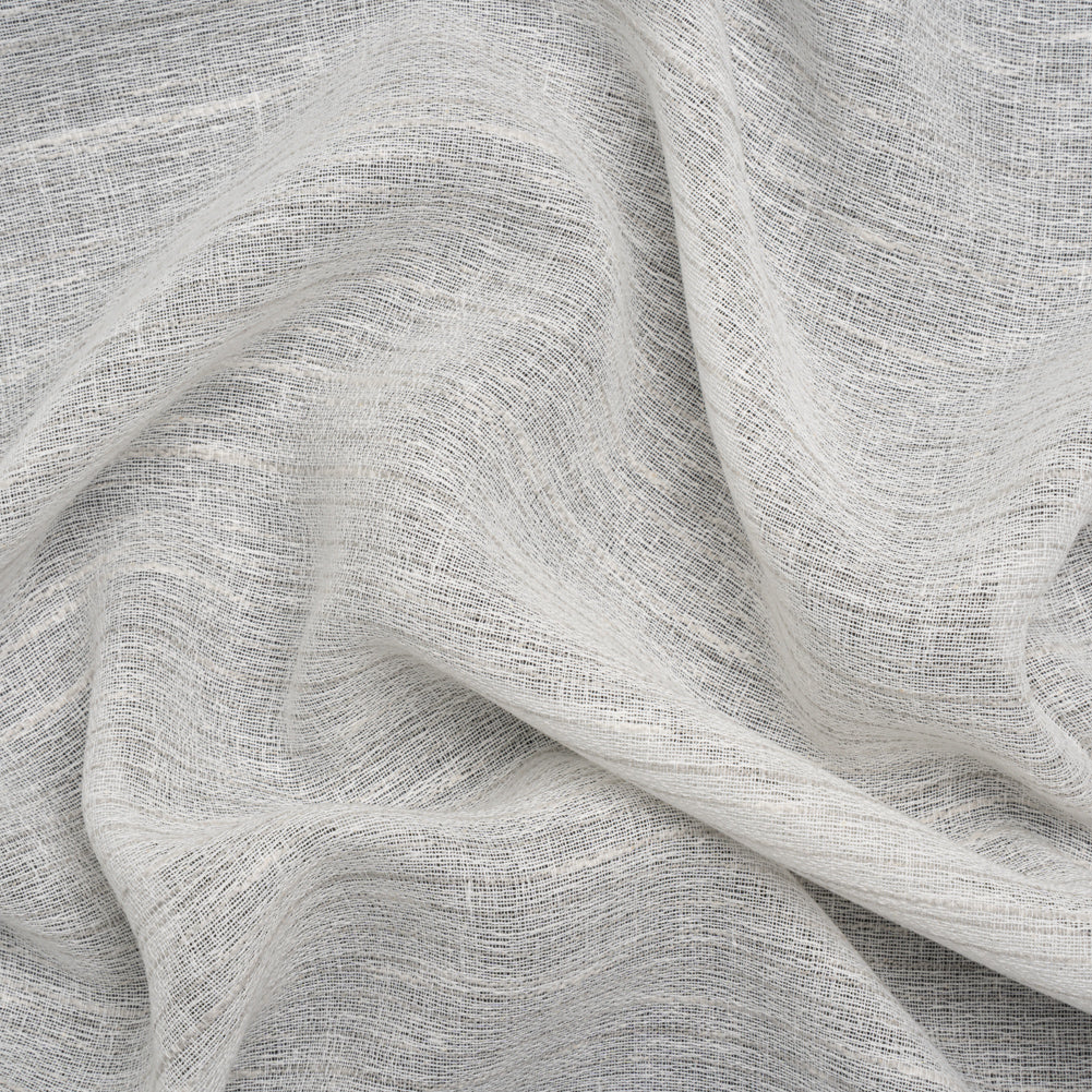 Creped Gauzy Double Wide Drapery Sheers Fabric - Pebble Slubbed Stripes - British Imported