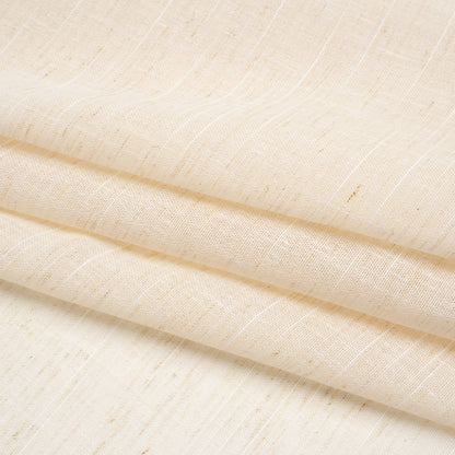 Slubbed Cotton and Linen Double Wide Drapery Sheers Fabric - Flax Heathered - British Imported Folded