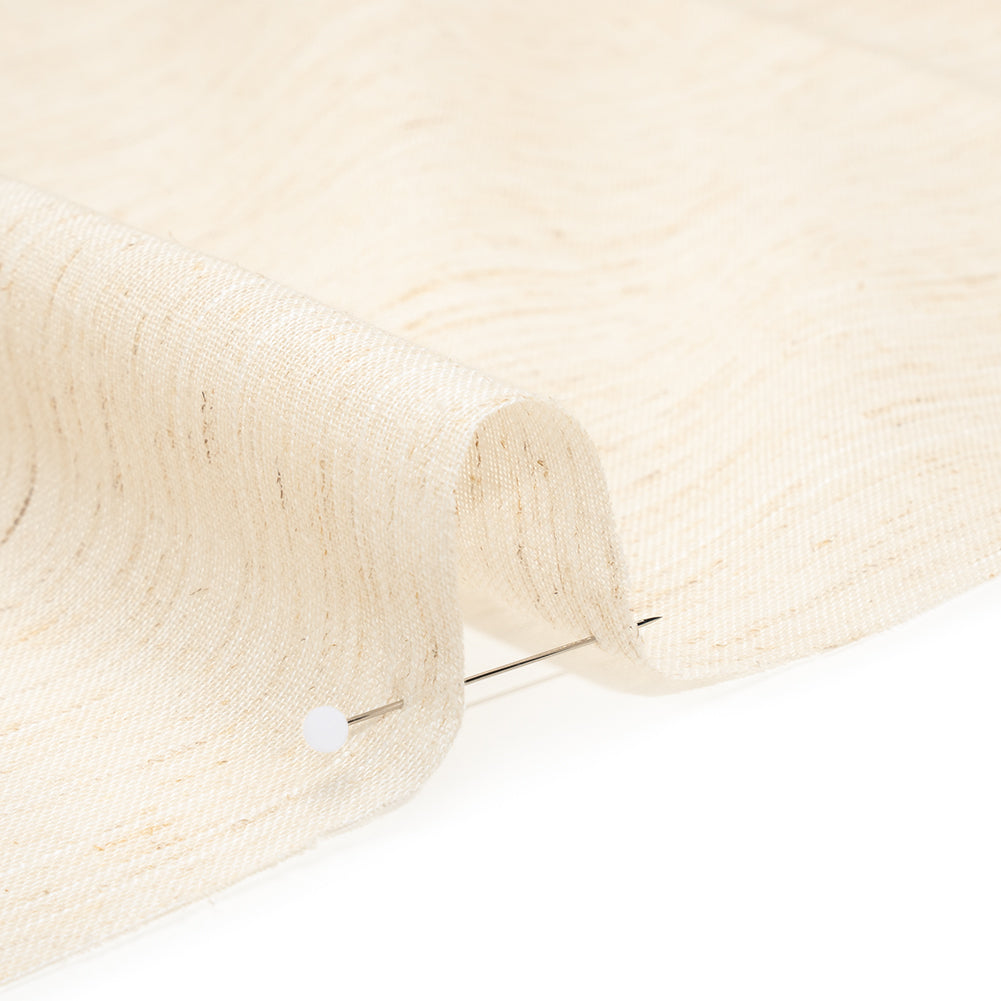 Slubbed Cotton and Linen Double Wide Drapery Sheers Fabric - Flax Heathered - British Imported Detail