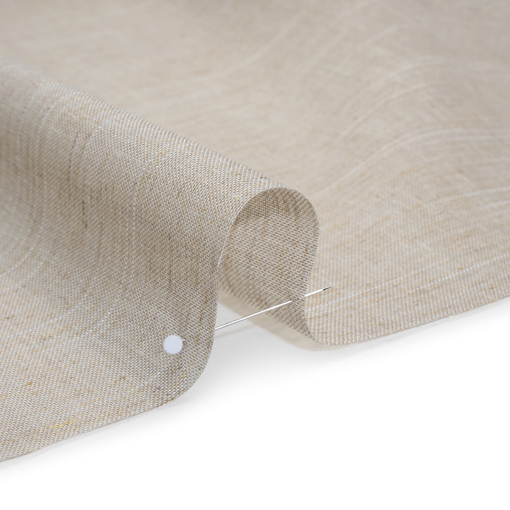 Slubbed Cotton and Linen Double Wide Drapery Sheers Fabric - Smoke Heathered - British Imported - Detail