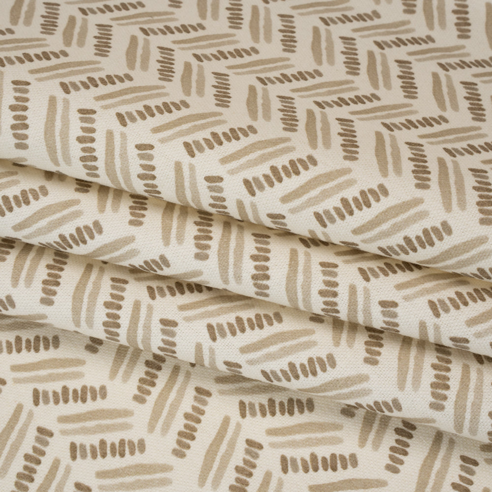 Cotton and Linen Canvas Print - Natural Watercolor Herringbone Chevron - British Imported Folded