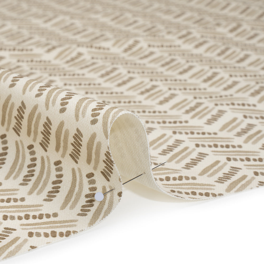 Cotton and Linen Canvas Print - Natural Watercolor Herringbone Chevron - British Imported Detail