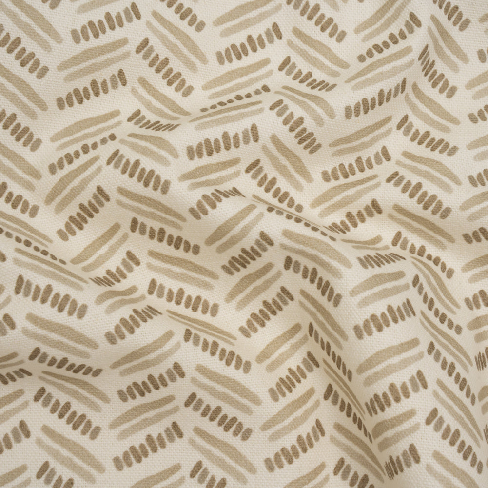 Cotton and Linen Canvas Print - Natural Watercolor Herringbone Chevron - British Imported