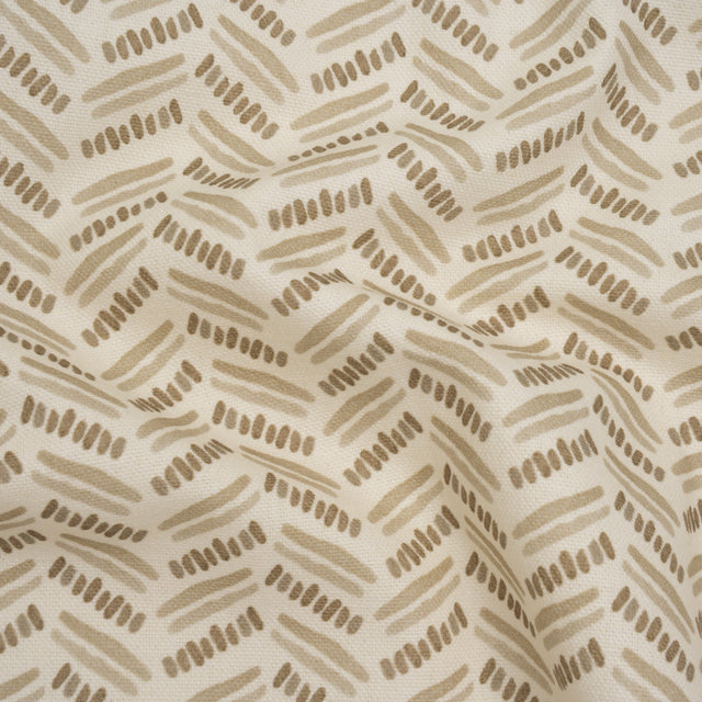 Cotton and Linen Canvas Print - Natural Watercolor Herringbone Chevron - British Imported