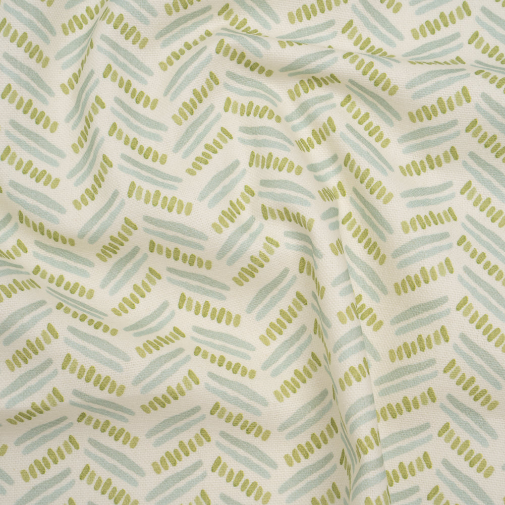 Cotton and Linen Canvas Print - Opal Watercolor Herringbone Chevron - British Imported