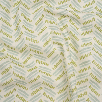 Cotton and Linen Canvas Print - Opal Watercolor Herringbone Chevron - British Imported