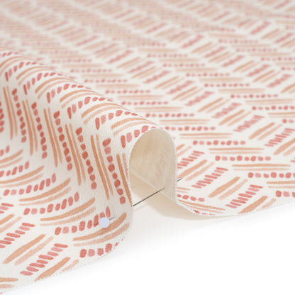 Cotton and Linen Canvas Print - Raspberry Watercolor Herringbone Chevron - British Imported