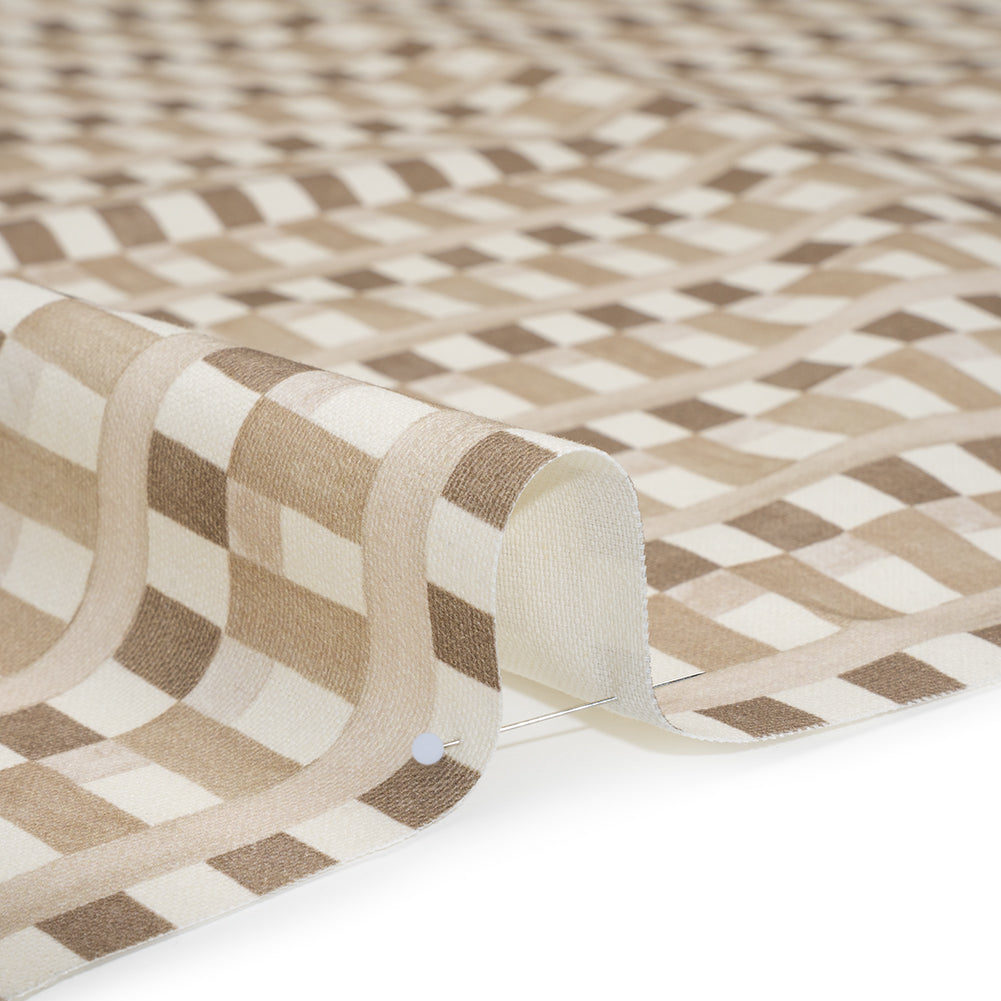 Cotton and Linen Canvas Print - Natural Geometric Block Stripes - British Imported - Detail