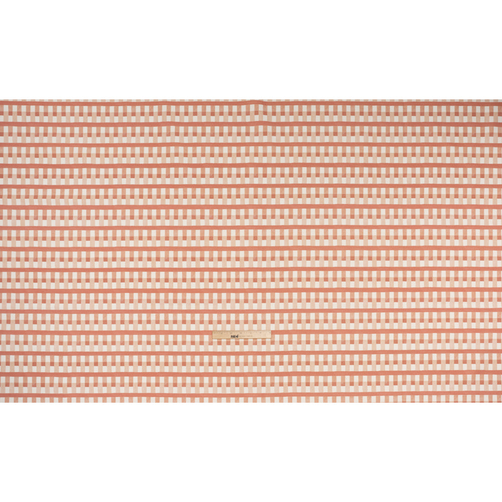 Cotton and Linen Canvas Print - Raspberry Geometric Block Stripes - British Imported