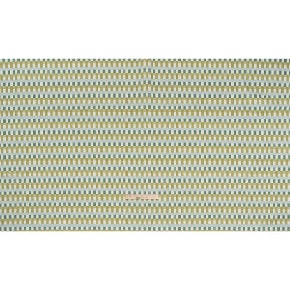Cotton and Linen Canvas Print - Teal Geometric Block Stripes - British Imported