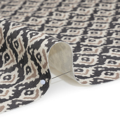 Cotton and Linen Canvas Print - Charcoal Rows of Diamonds - British Imported Detail