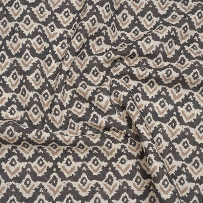 Cotton and Linen Canvas Print - Charcoal Rows of Diamonds - British Imported