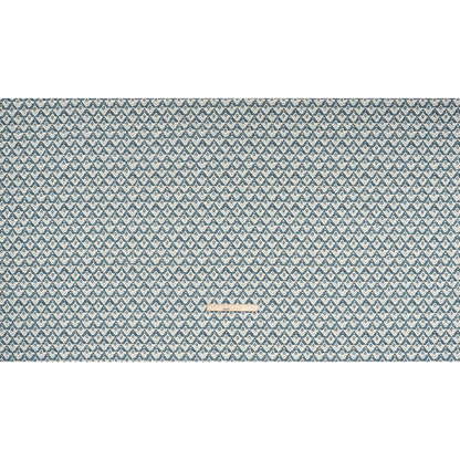 Cotton and Linen Canvas Print - Indigo Rows of Diamonds - British Imported