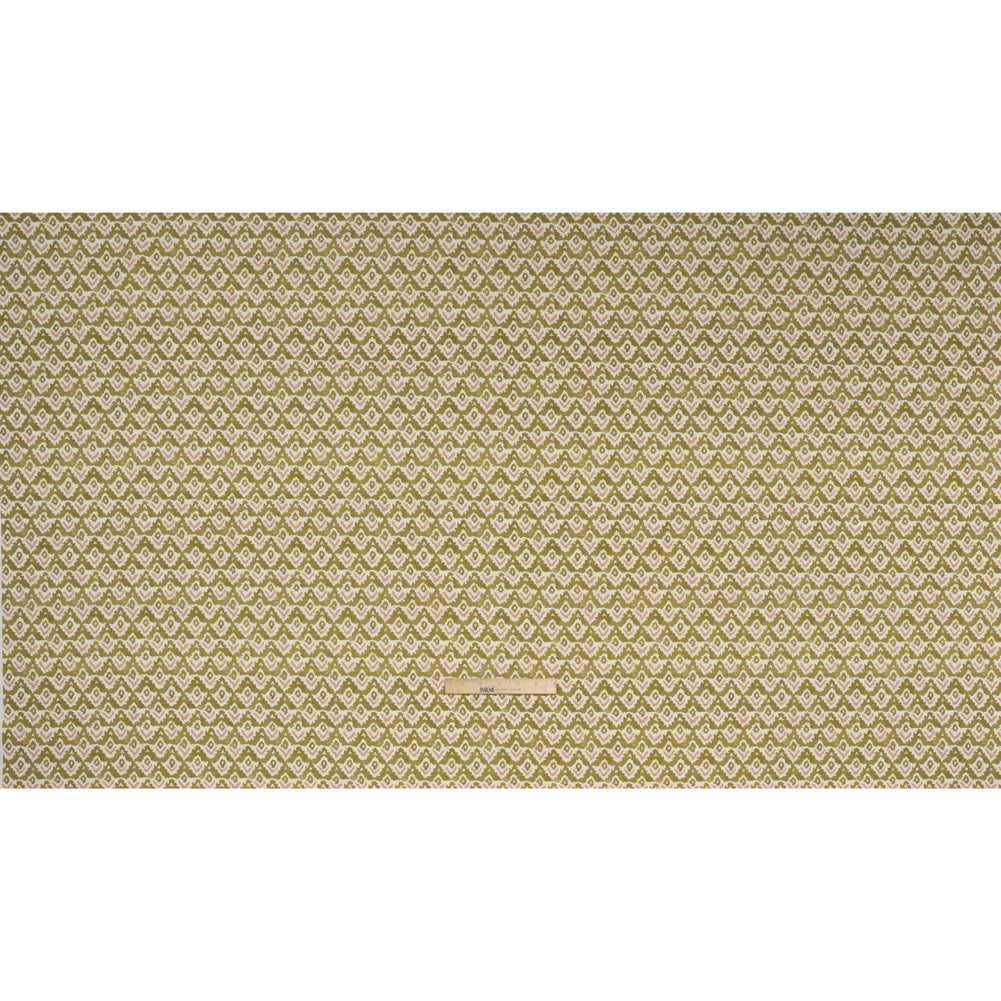 Cotton and Linen Canvas Print - Olive Rows of Diamonds - British Imported - Full
