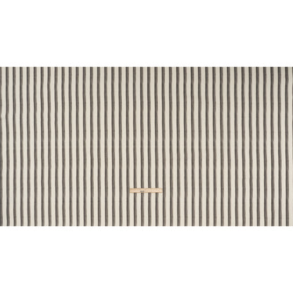 Cotton and Linen Canvas Print - Charcoal Stripes and Dots - British Imported