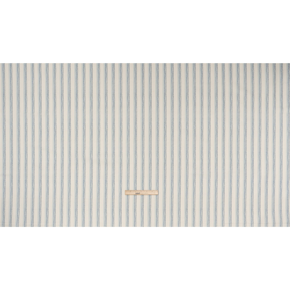 Cotton and Linen Canvas Print - Indigo Stripes and Dots - British Imported - Full