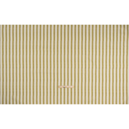 Cotton and Linen Canvas Print - Olive Stripes and Dots - British Imported
