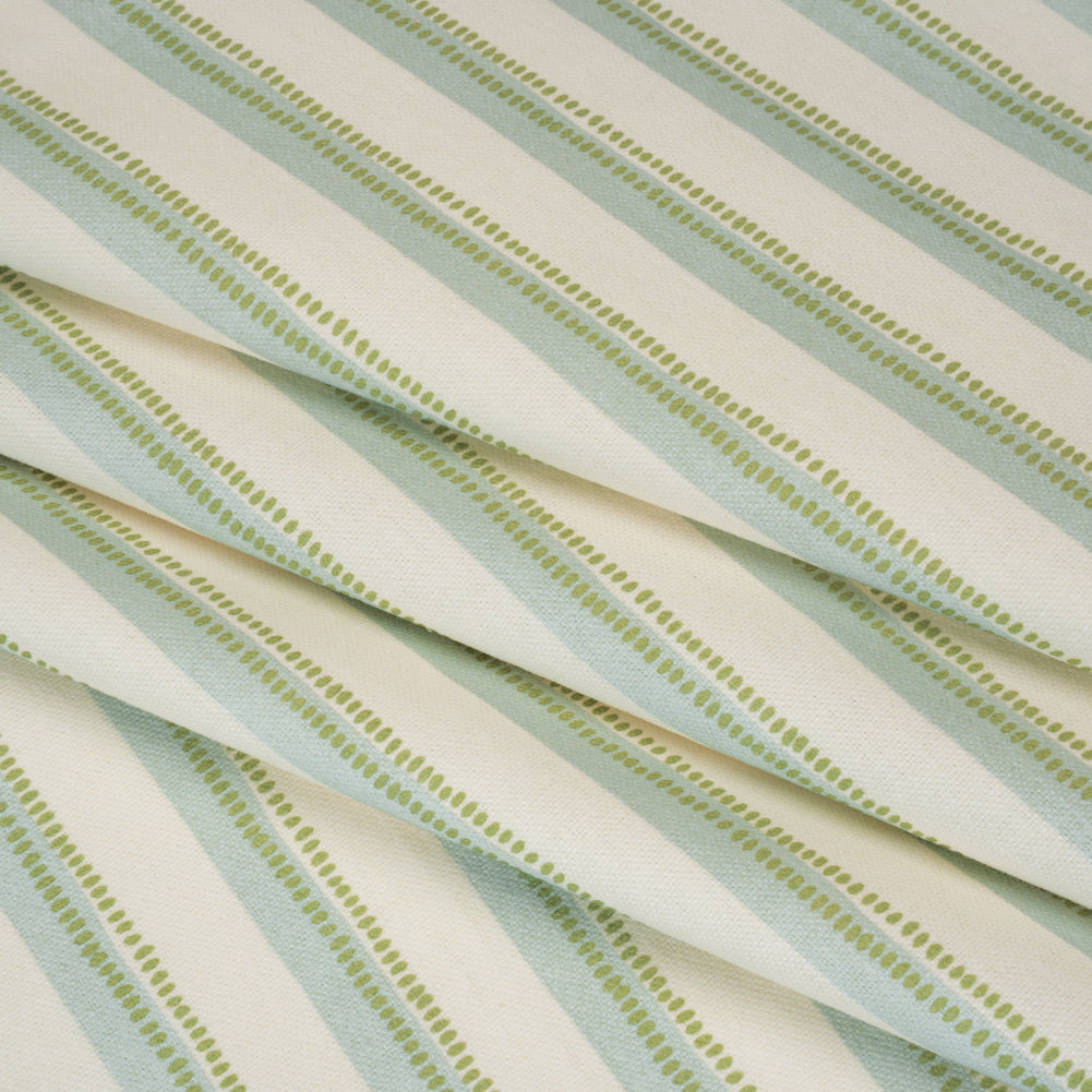 Cotton and Linen Canvas Print - Opal Stripes and Dots - British Imported - Folded