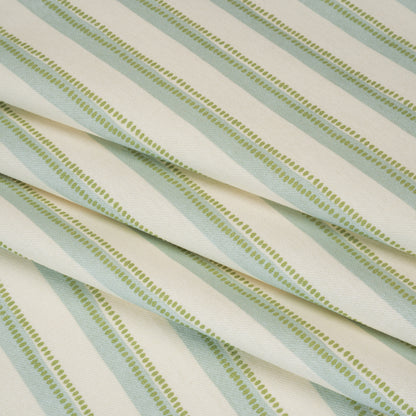 Cotton and Linen Canvas Print - Opal Stripes and Dots - British Imported