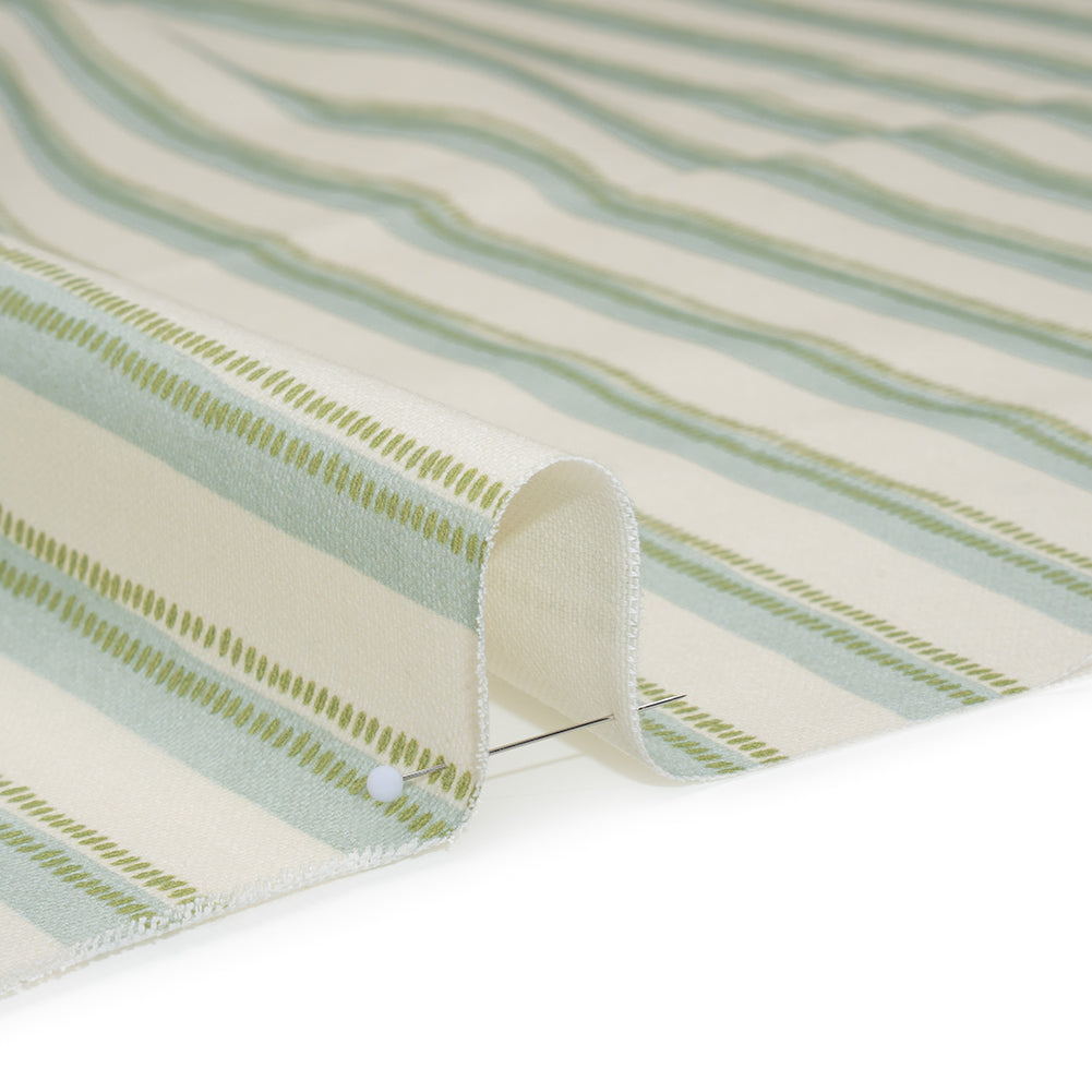Cotton and Linen Canvas Print - Opal Stripes and Dots - British Imported - Detail