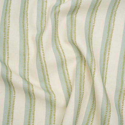 Cotton and Linen Canvas Print - Opal Stripes and Dots - British Imported