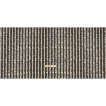 Cotton and Linen Canvas Print - Charcoal Dash and Dot Stripes - British Imported