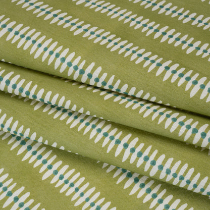 Cotton and Linen Canvas Print - Leaf Dash and Dot Stripes - British Imported