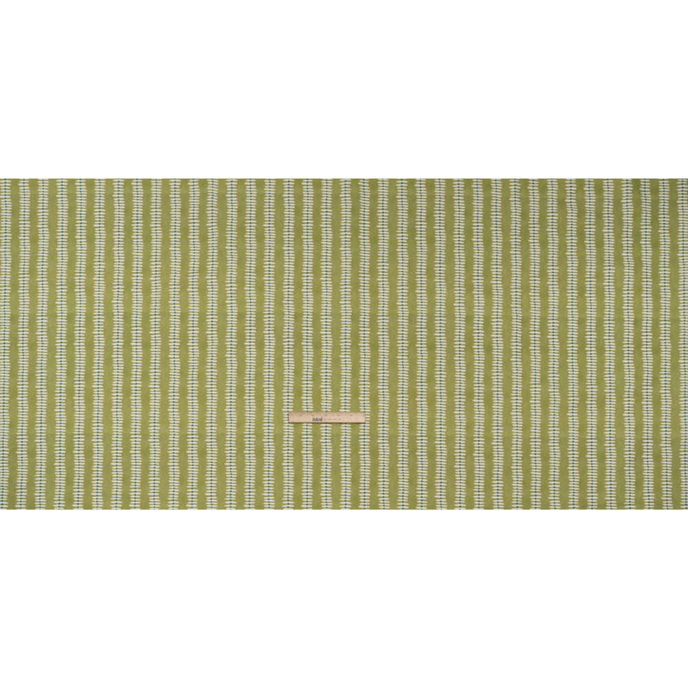 Cotton and Linen Canvas Print - Leaf Dash and Dot Stripes - British Imported - Full