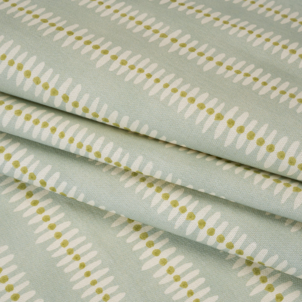 Cotton and Linen Canvas Print - Opal Dash and Dot Stripes - British Imported Folded