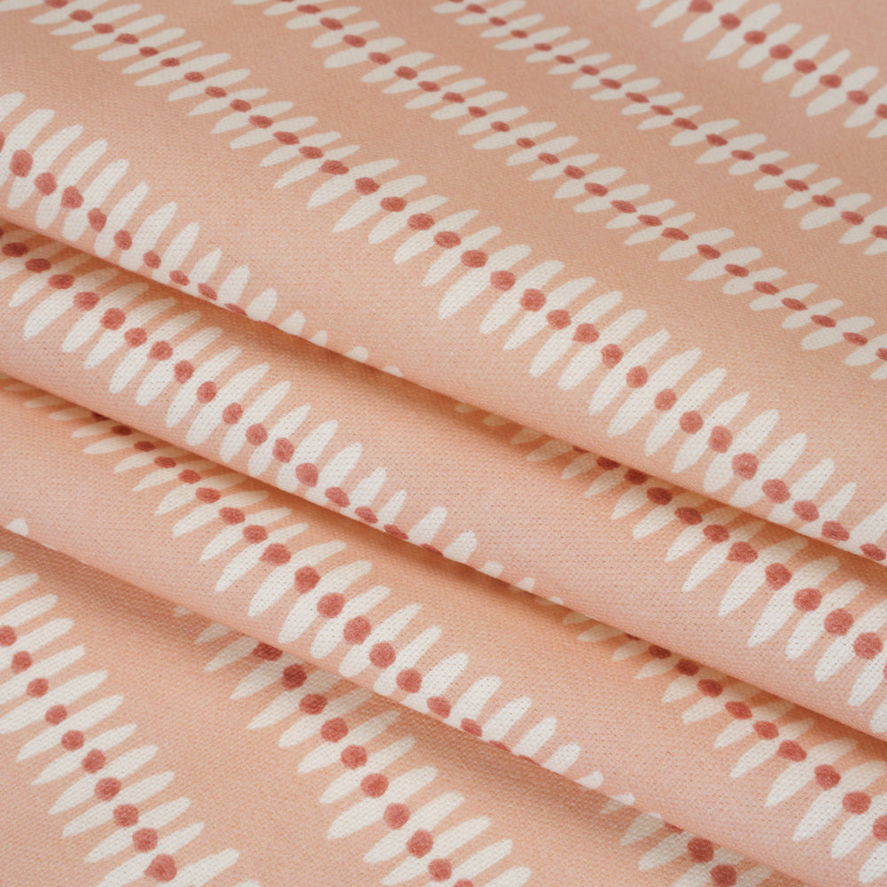 Cotton and Linen Canvas Print - Raspberry Dash and Dot Stripes - British Imported - Folded