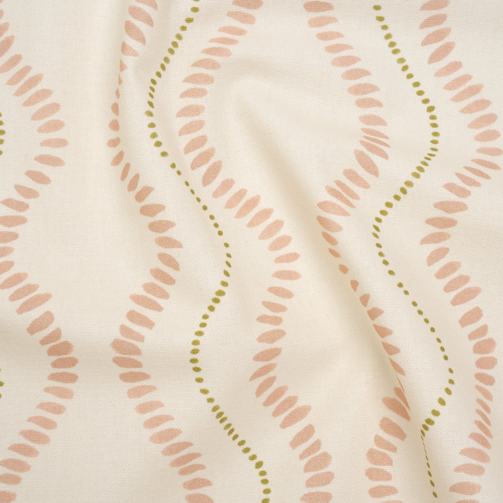 Cotton and Linen Canvas Print - Blossom Waves of Petal and Dots - British Imported