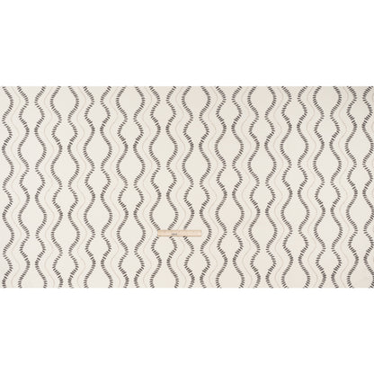 Cotton and Linen Canvas Print - Charcoal Waves of Petal and Dots - British Imported