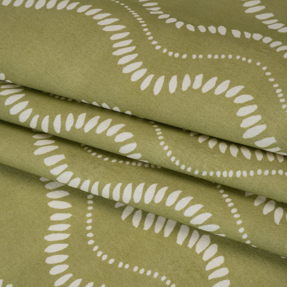 Cotton and Linen Canvas Print - Leaf Waves of Petal and Dots - British Imported Folded