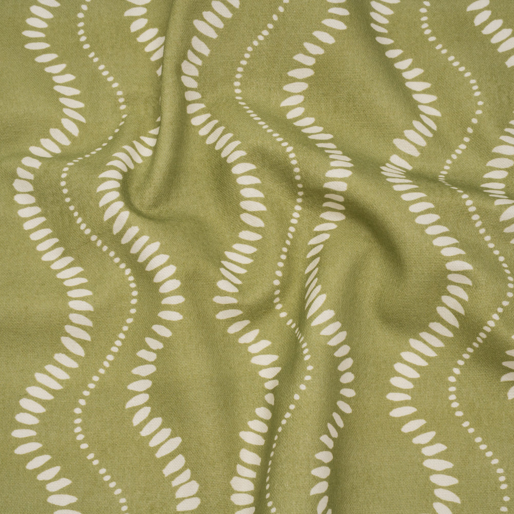 Cotton and Linen Canvas Print - Leaf Waves of Petal and Dots - British Imported