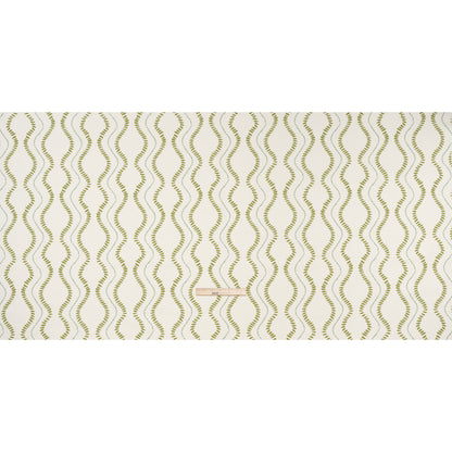Cotton and Linen Canvas Print - Olive Waves of Petal and Dots - British Imported Full