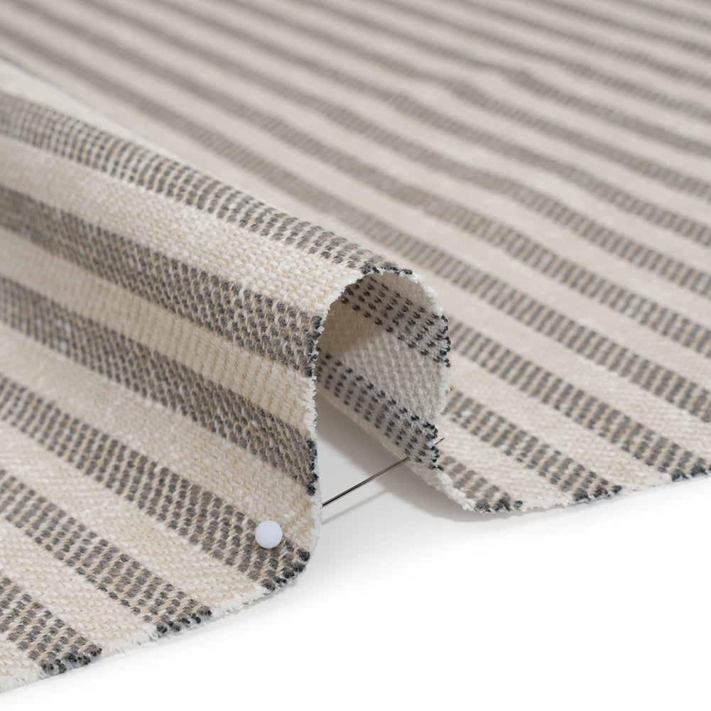 Polyester and Cotton Herringbone Twill - Charcoal Stripes - British Imported Detail