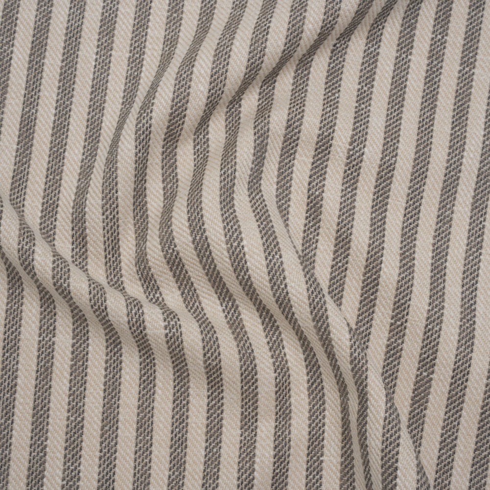 Polyester and Cotton Herringbone Twill - Charcoal Stripes - British Imported