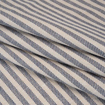 Polyester and Cotton Herringbone Twill - Indigo Stripes - British Imported Folded