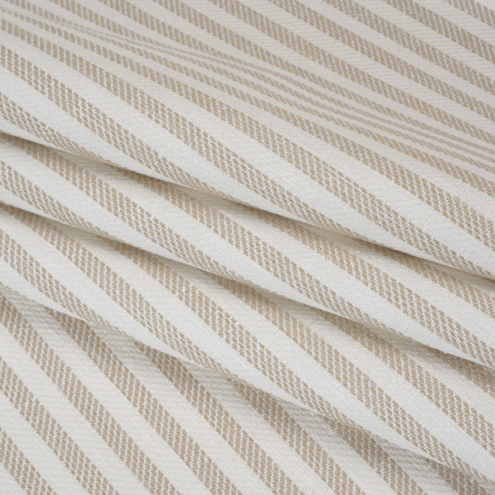 Polyester and Cotton Herringbone Twill - Natural Stripes - British Imported Folded