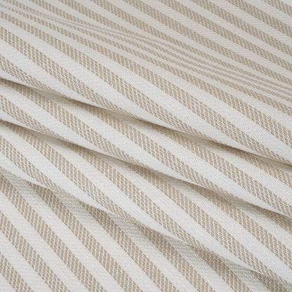 Polyester and Cotton Herringbone Twill - Natural Stripes - British Imported Folded