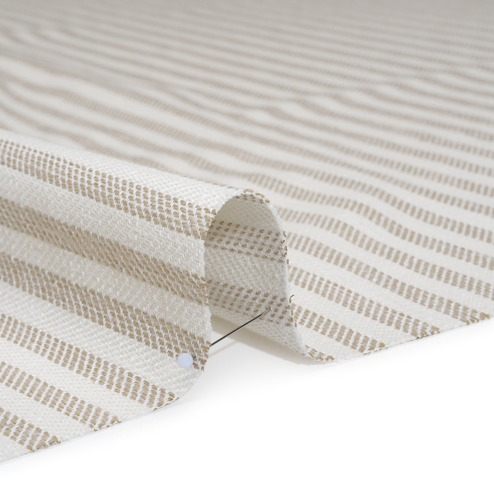 Polyester and Cotton Herringbone Twill - Natural Stripes - British Imported Detail