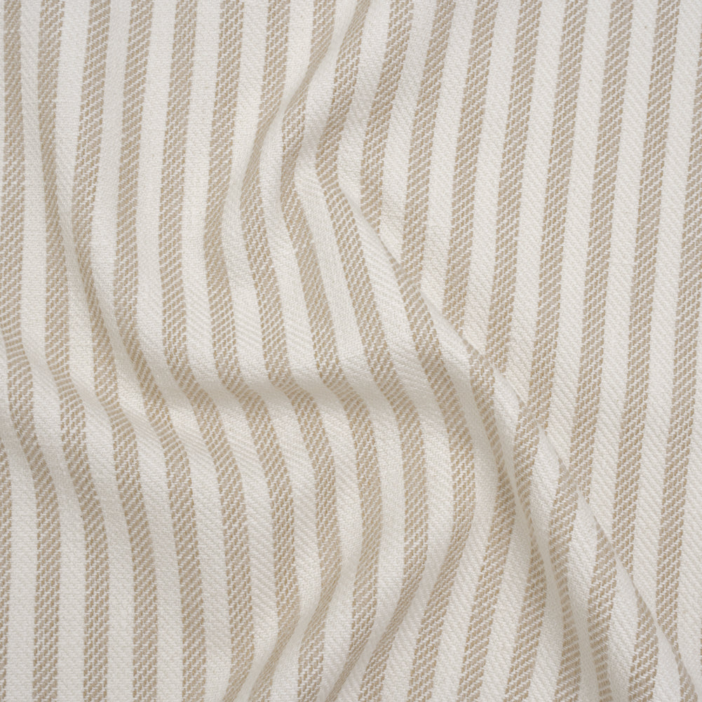 Polyester and Cotton Herringbone Twill - Natural Stripes - British Imported