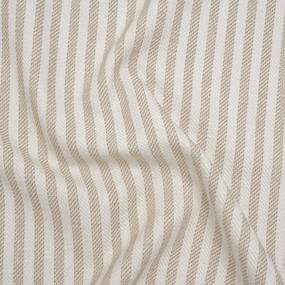 Polyester and Cotton Herringbone Twill - Natural Stripes - British Imported