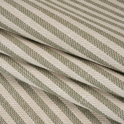 Polyester and Cotton Herringbone Twill - Sage Stripes - British Imported Folded