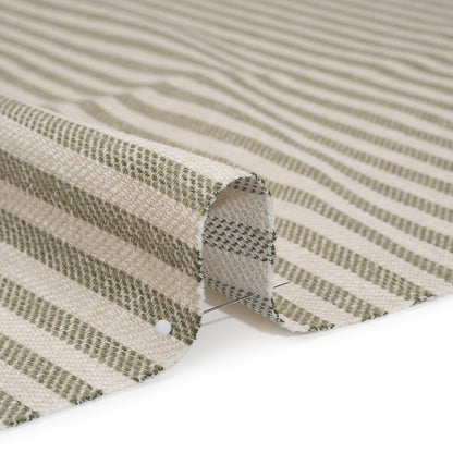 Polyester and Cotton Herringbone Twill - Sage Stripes - British Imported Detail