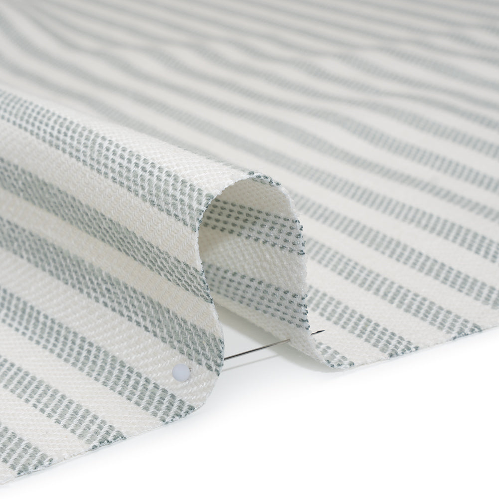 Polyester and Cotton Herringbone Twill - Seafoam Stripes - British Imported Detail