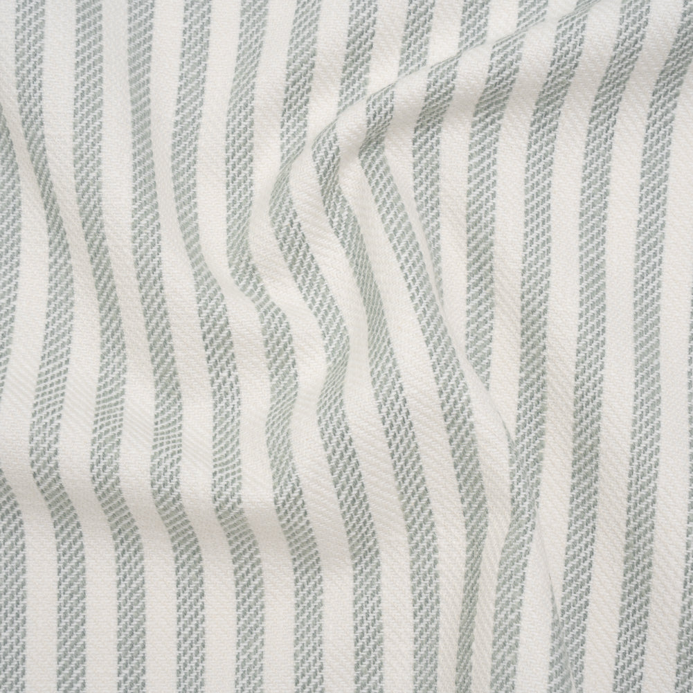 Polyester and Cotton Herringbone Twill - Seafoam Stripes - British Imported