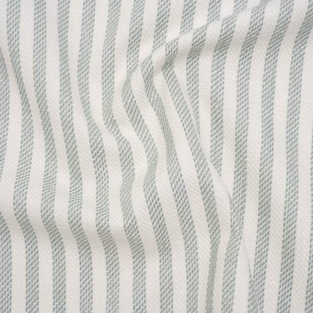 Polyester and Cotton Herringbone Twill - Seafoam Stripes - British Imported